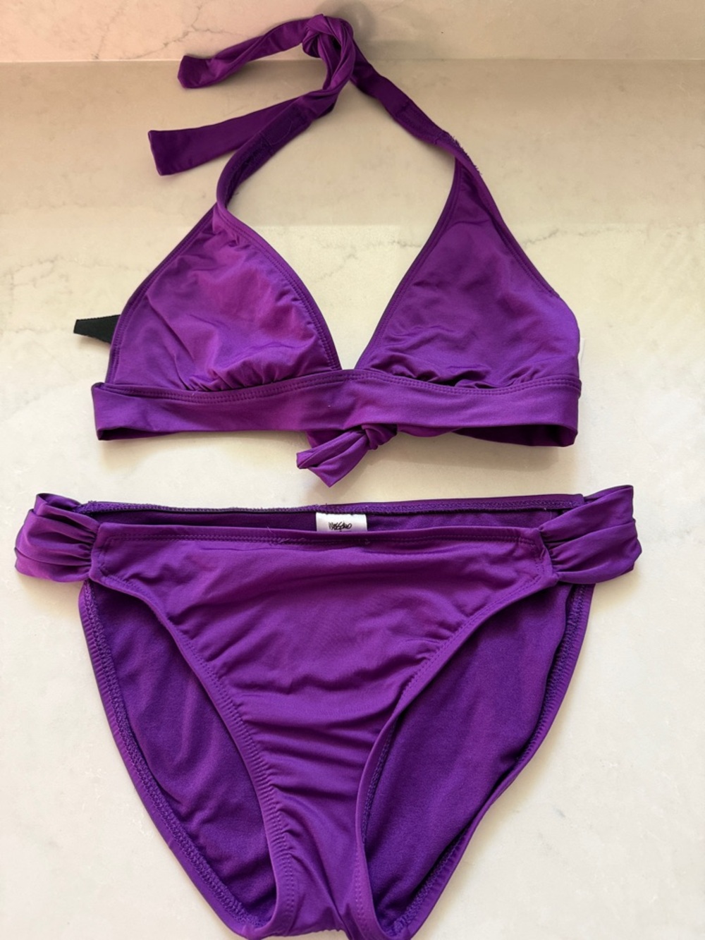 Mossimo Purple Halter Bikini Set - Vibrant Violet Two-Piece top:Sm bottom: Med
